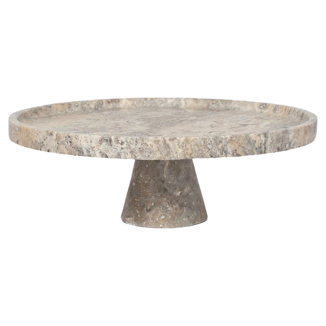 Silver Travertine Cake Stand For Sale