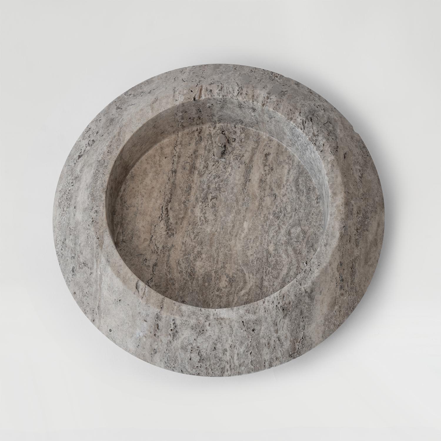 Moderno Ciotola The Eclipse Silver in travertino XL in vendita