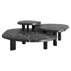 Silver Travertine Full Set Fiori Nesting Coffee Table by the Essentialist