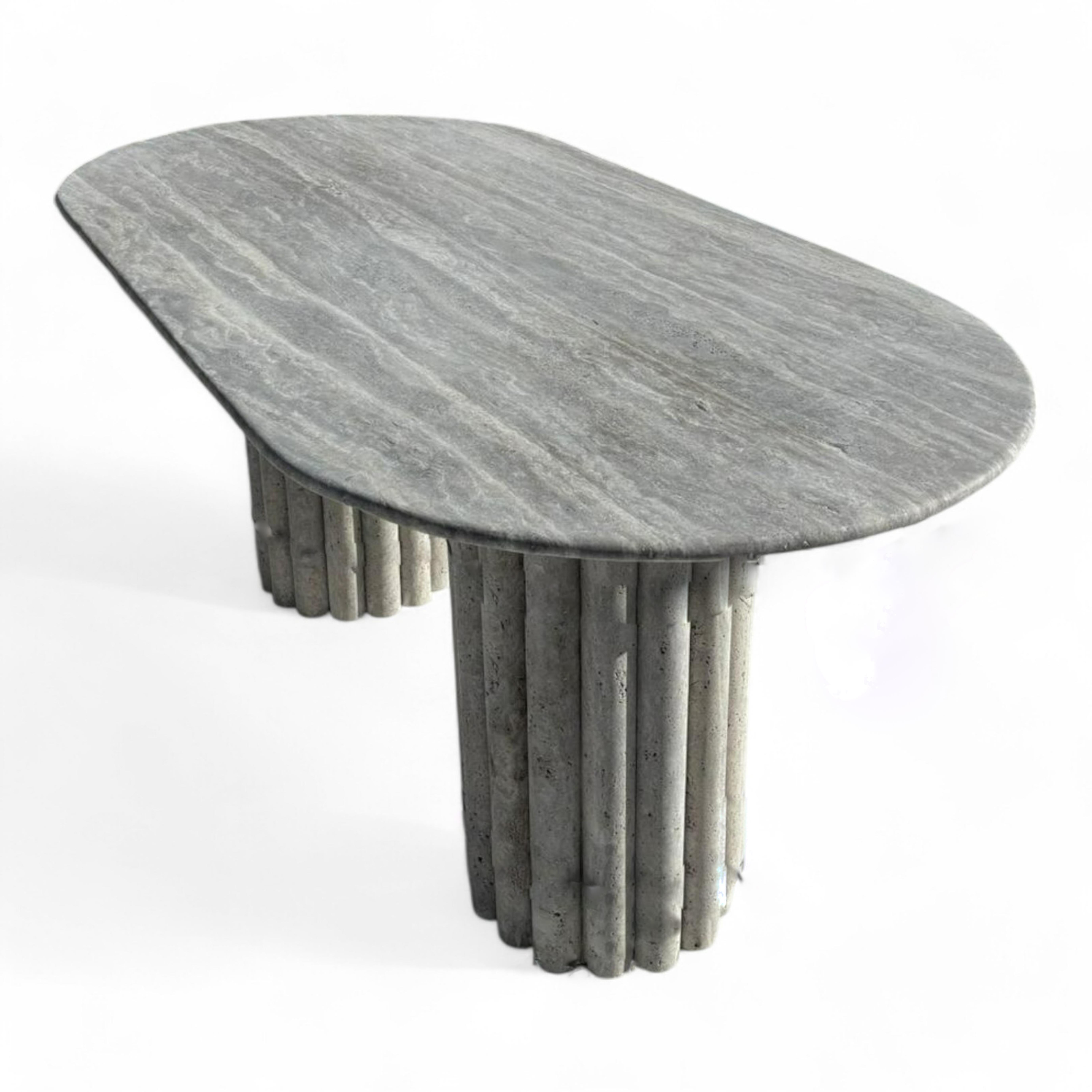 Mesa de comedor de mármol travertino plateado - Mesa de cocina de piedra - Mármol a medida en Nuevo estado para la venta en İnegöl, TR