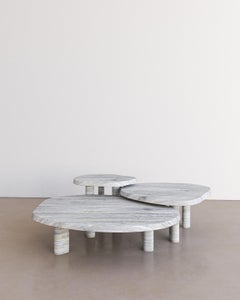Silver Travertine Medium Fiori Nesting Coffee Table by the Essentialist