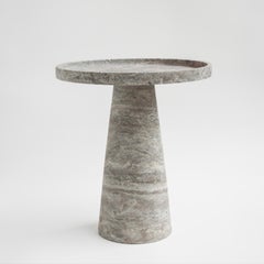 Silver Travertin Pedestal Beistelltisch