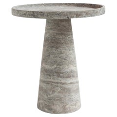 Silver Travertine Cone Side Table