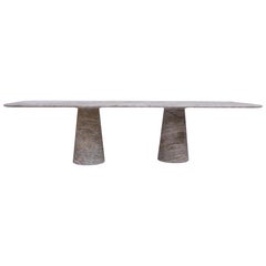 Silver Travertine Rectangle Dining Table, the Style of 1970 Angelo Mangiarotti