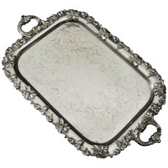 Silver Tray 'Large' English, Late 19th Century Silver Plated, No Hallmarks