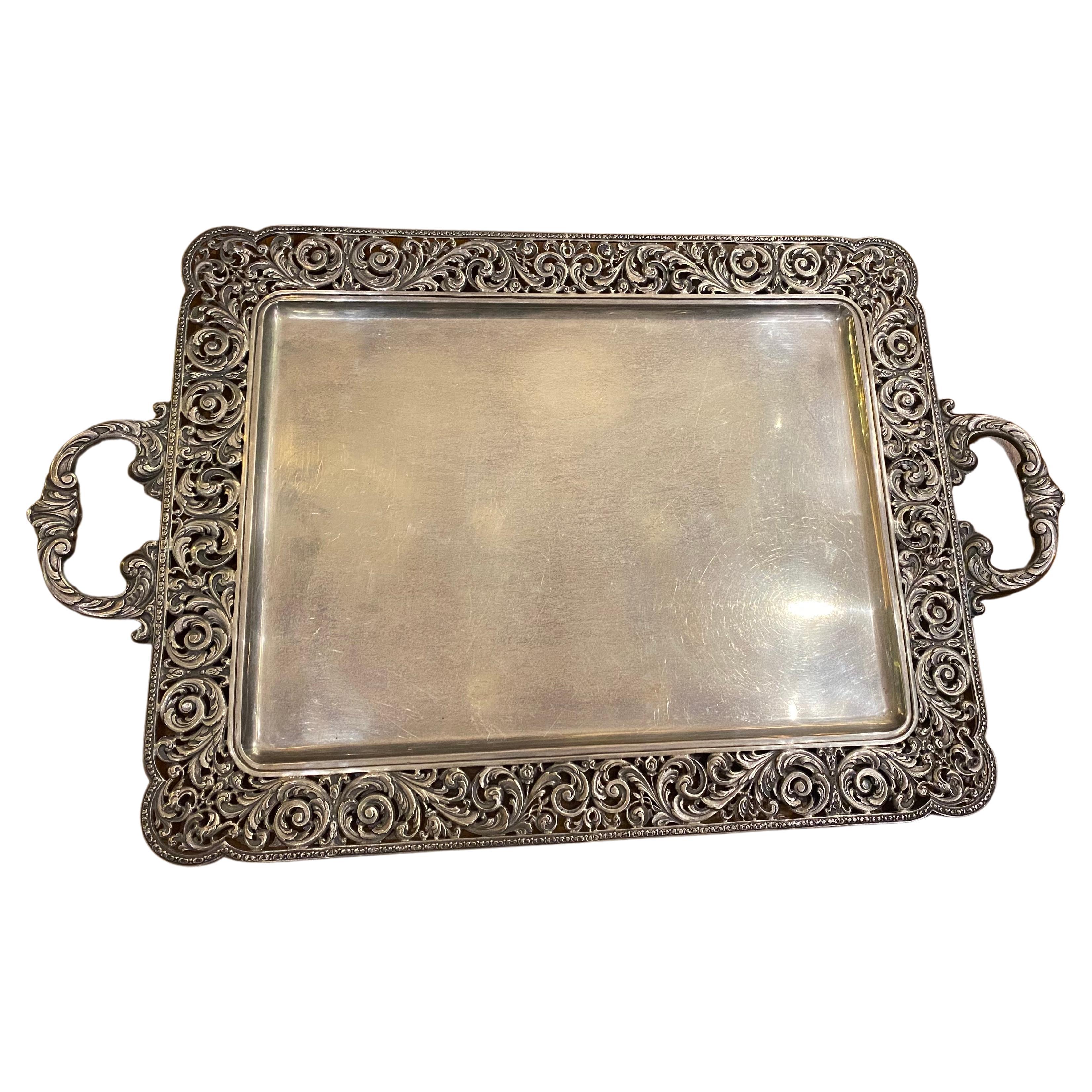 Silver Tray with a Large Silver Tea Service Spanish Manifacture 1940