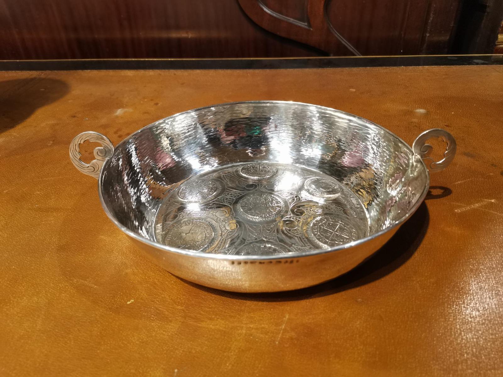 Silver Tray with Embedded Silver Coins 19th Century For Sale 4