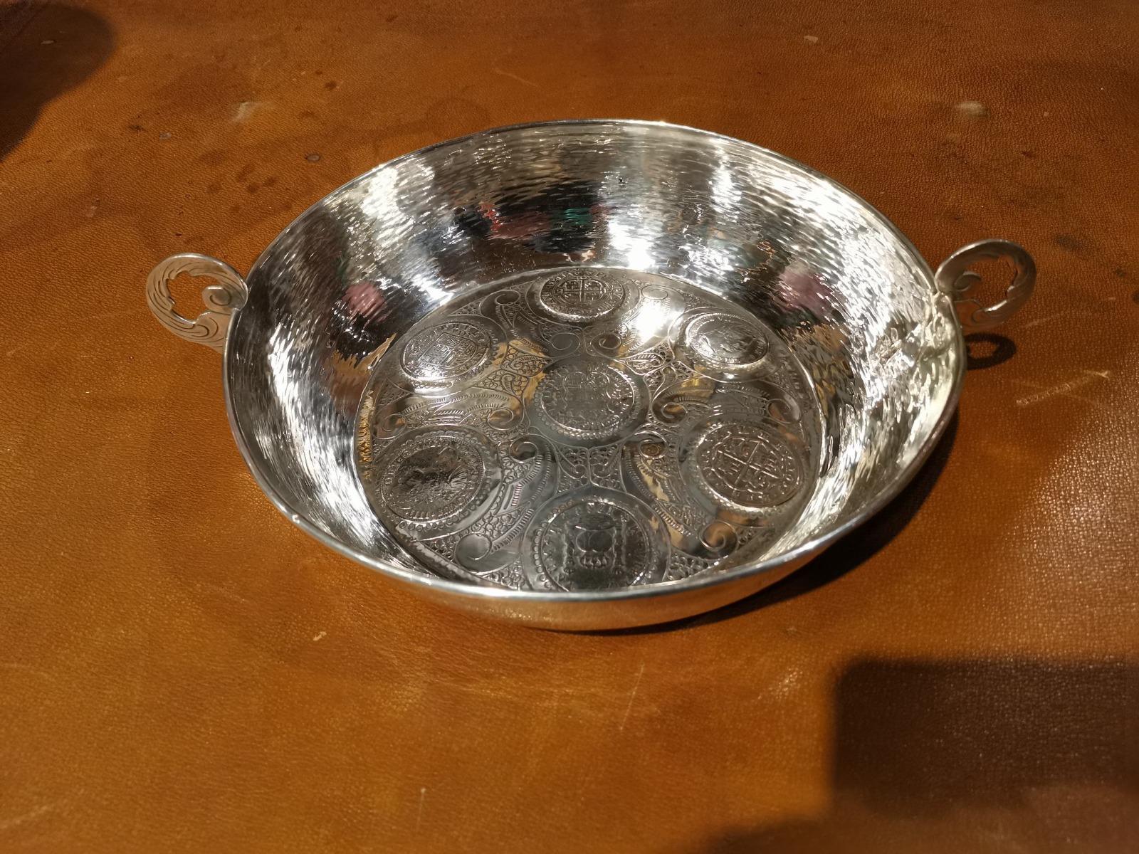 Silver Tray with Embedded Silver Coins 19th Century For Sale 5