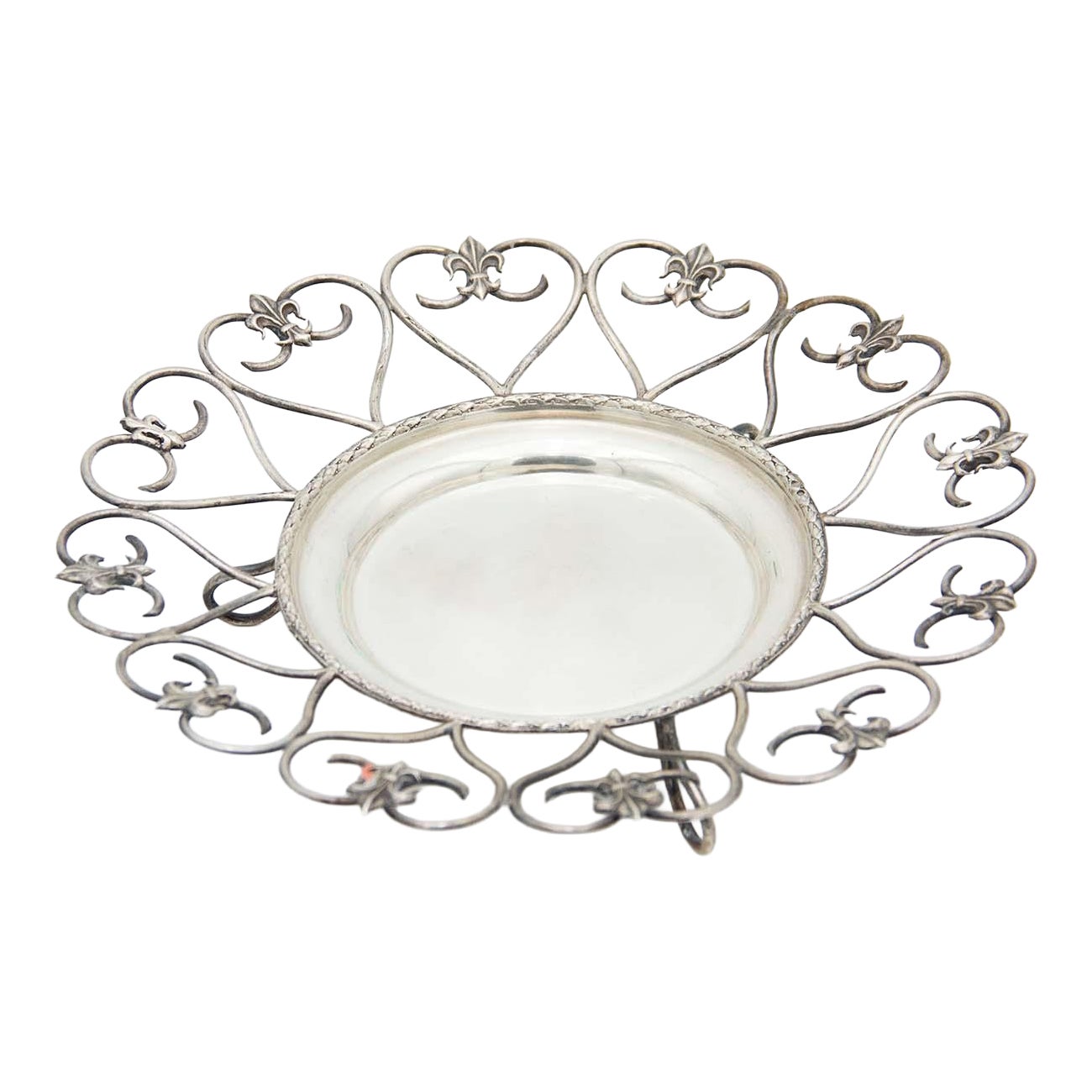 Silver tray with fleur-de-lis details