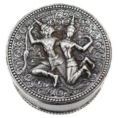 Antique Silver Trinket Box, Thai, circa 1925