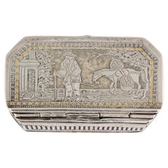 Silberne Schachtel mit chinesischer Szene aus Silber, spätes 19. bis frühes 20. Jahrhundert
