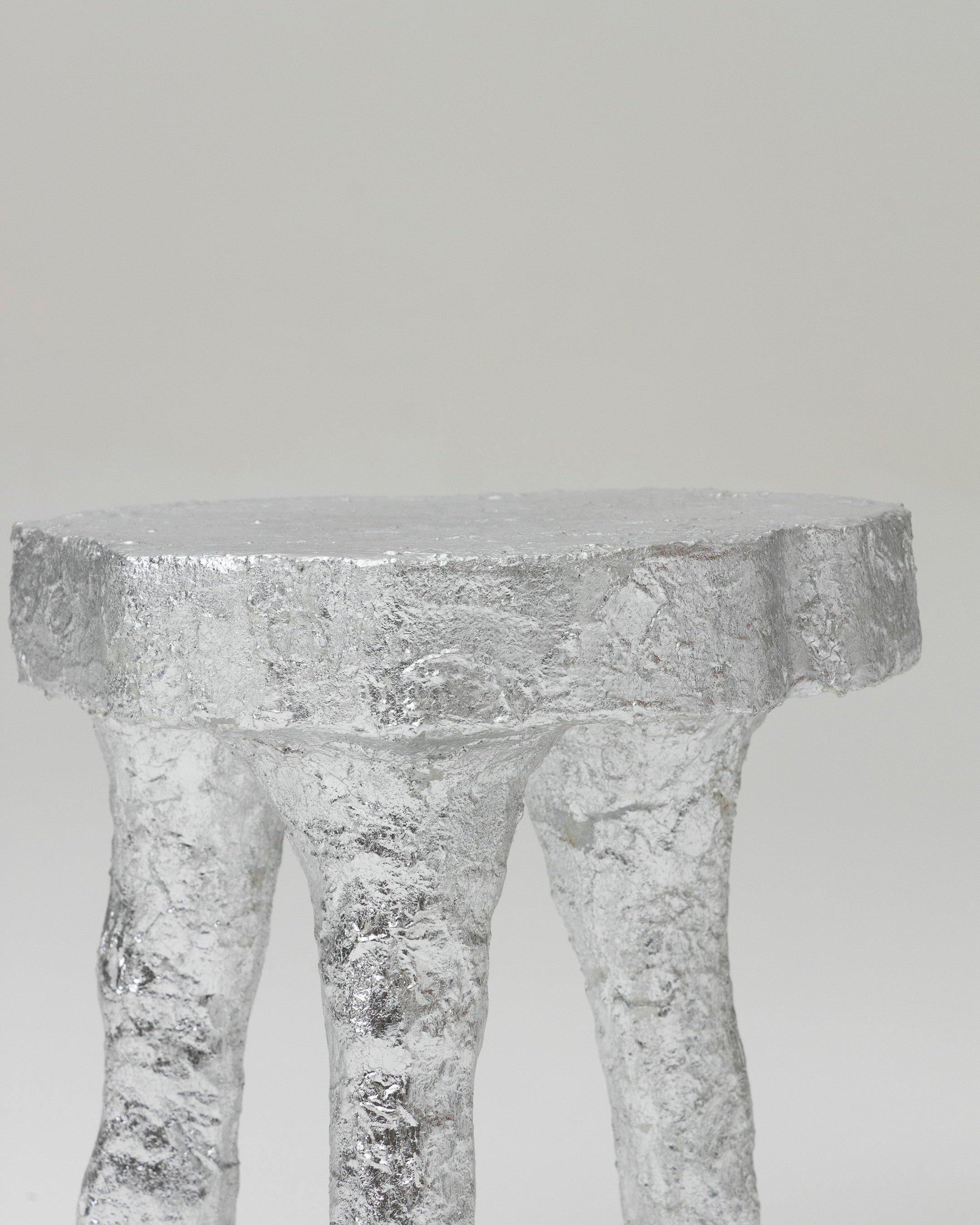 Contemporary Silver Tripod Stool For Sale