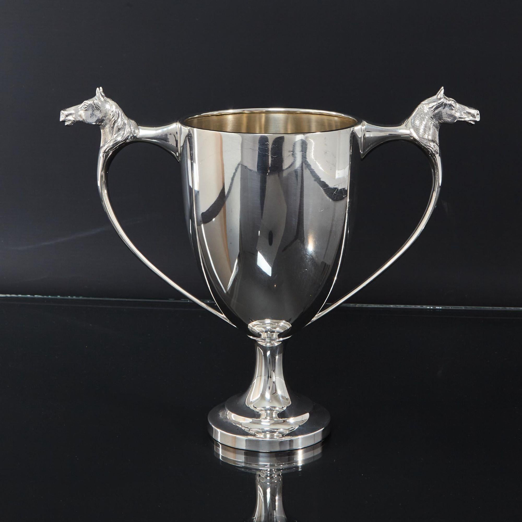 Sterling Silver Silver Trophy Cup with Horse Head Handles