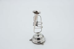 Silver trumpet-shaped toothpick holder