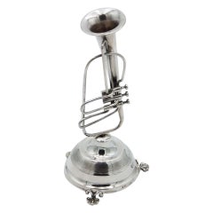 Silver trumpet-shaped toothpick holder
