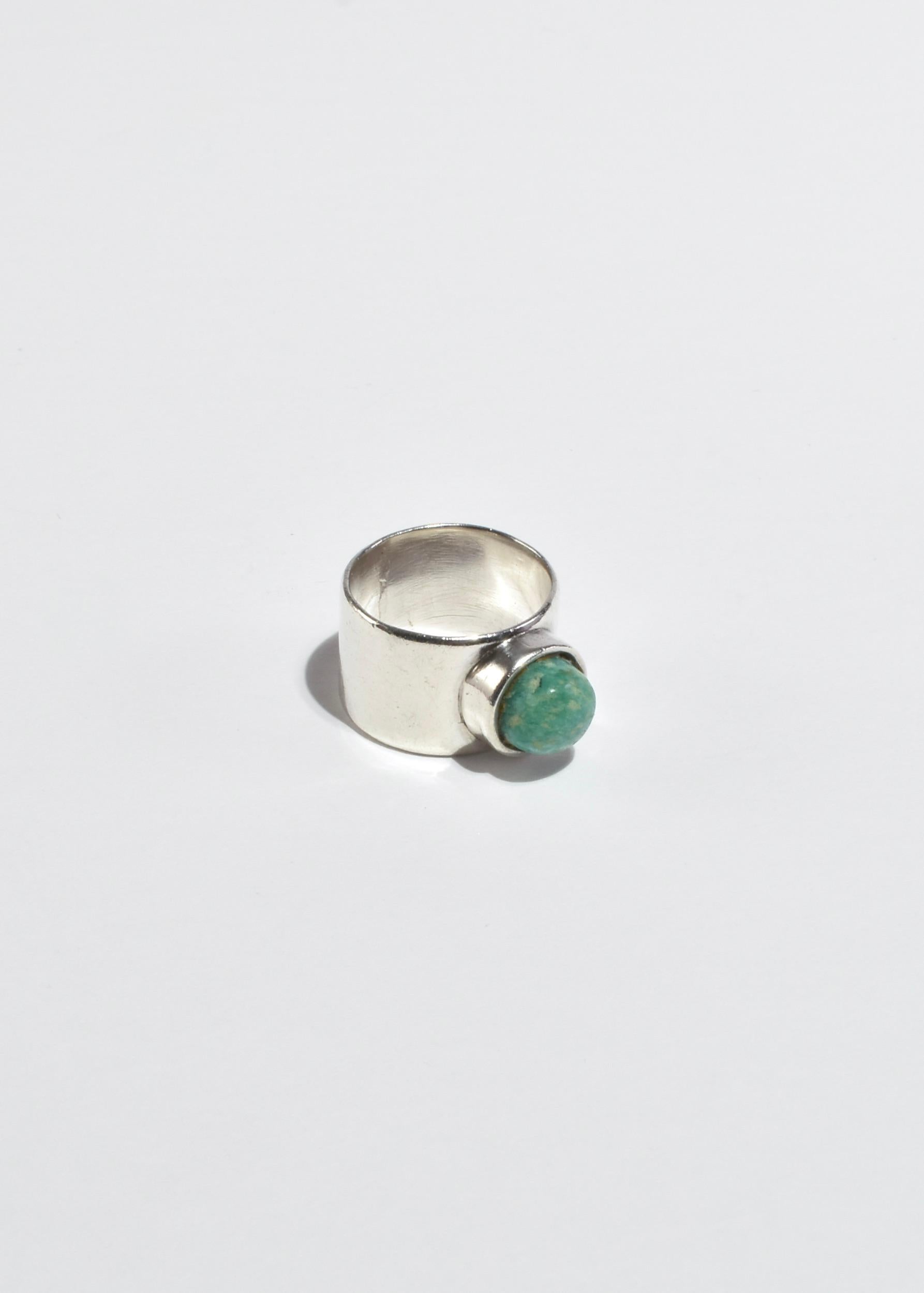 Modernist Silver Turquoise Ring For Sale