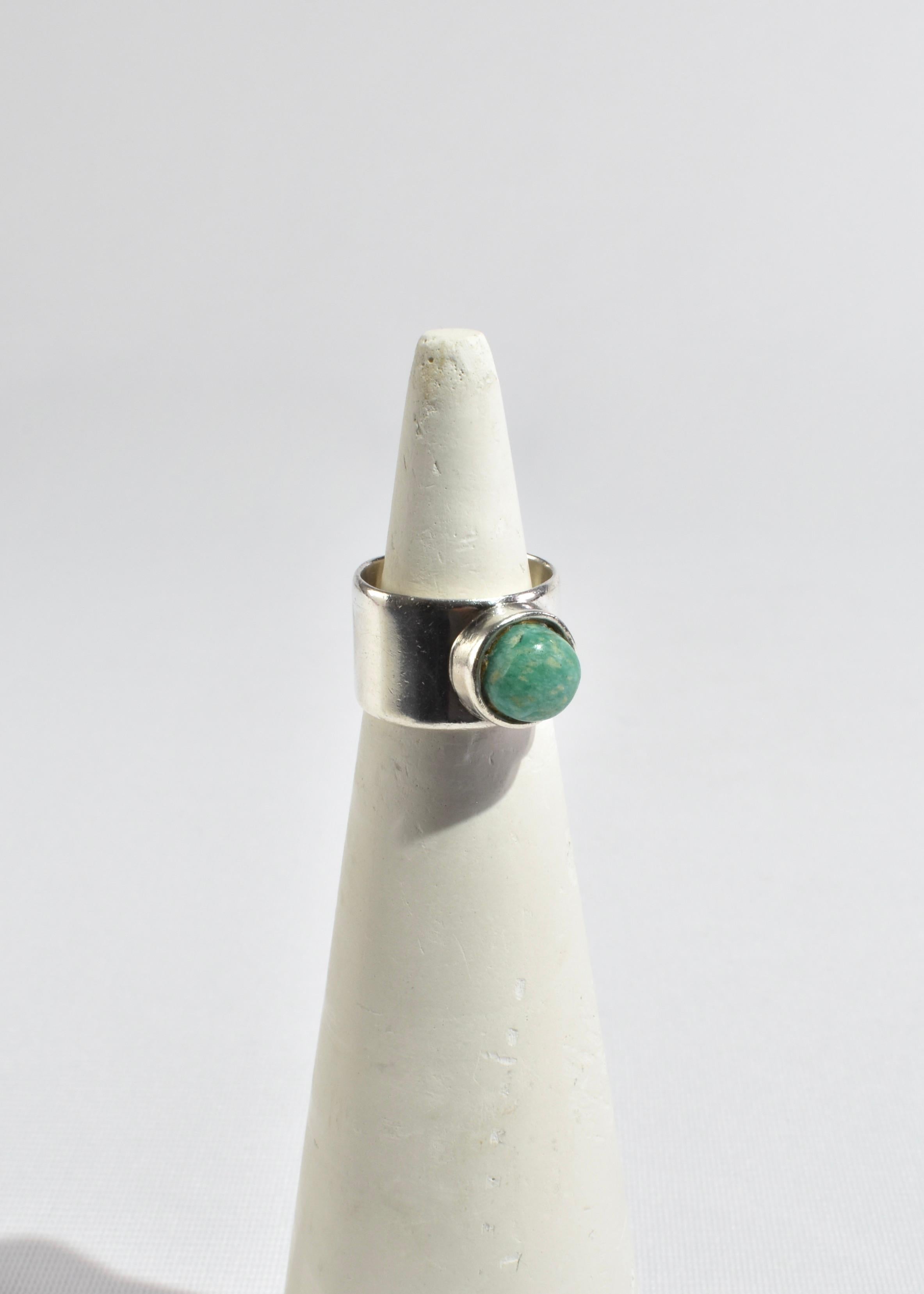 Women's or Men's Silver Turquoise Ring For Sale