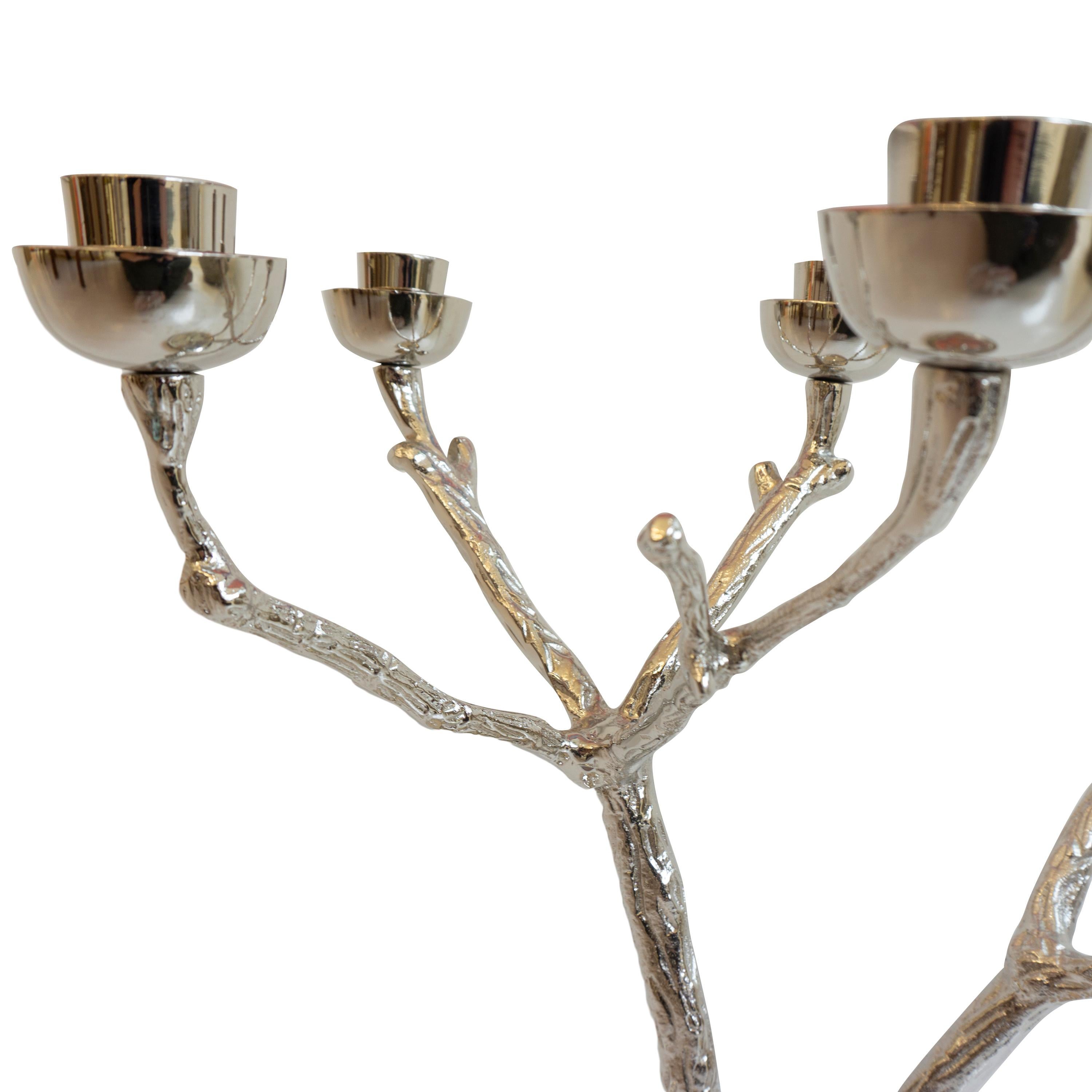 Post-Modern Silver Twig Candleholder