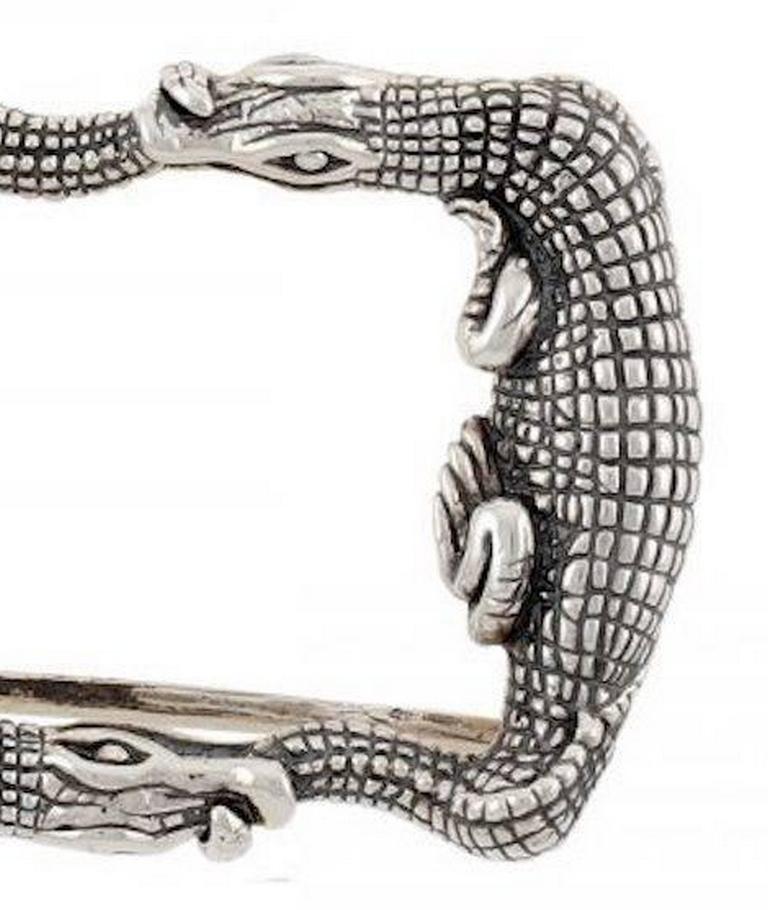 Contemporary Silver Two Alligators Buckle by John Landrum Bryant For Sale