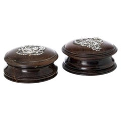 Silver - Two boxes with lids - 19th century
