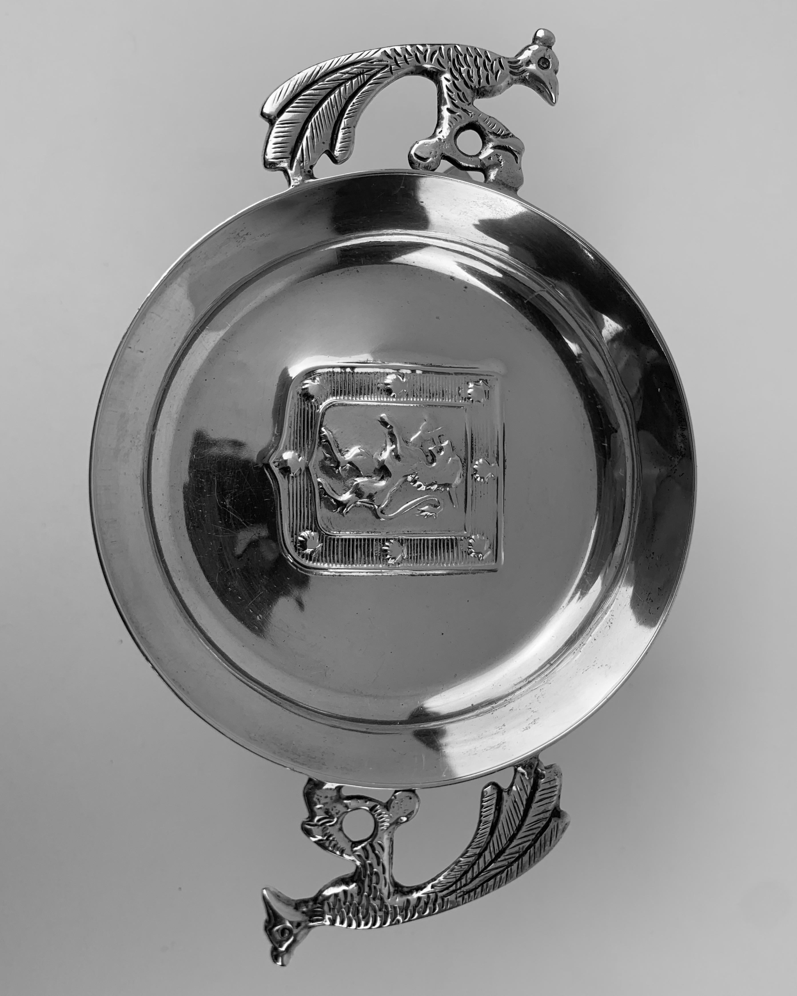 Chilean Tastevin with a Shield and Rampant Lion Motif-Two Handled