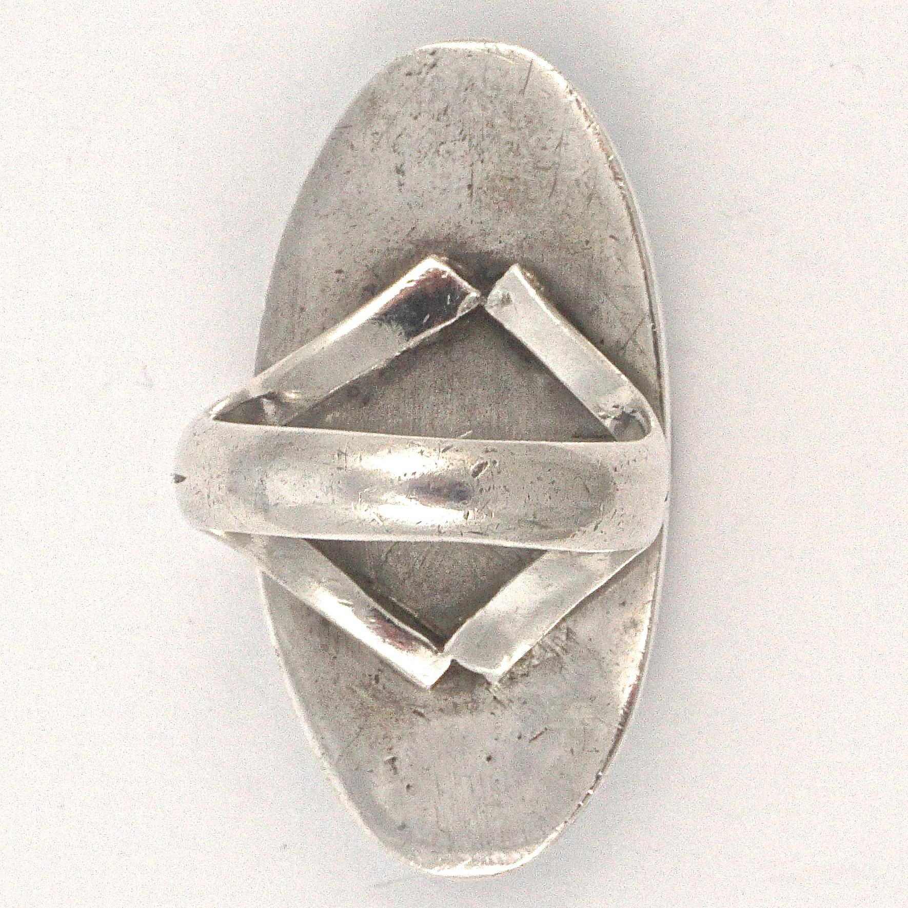 Zweistufiger Silberring mit türkisfarbener Onyxkoralle und Perlmutt-Intarsien im Angebot 1