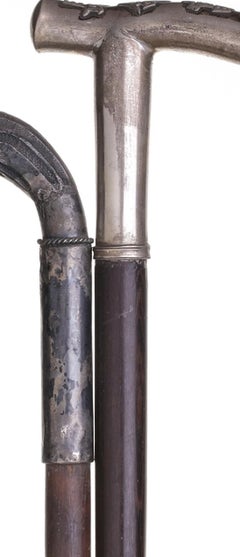 Silver - Two walking sticks - 19th century