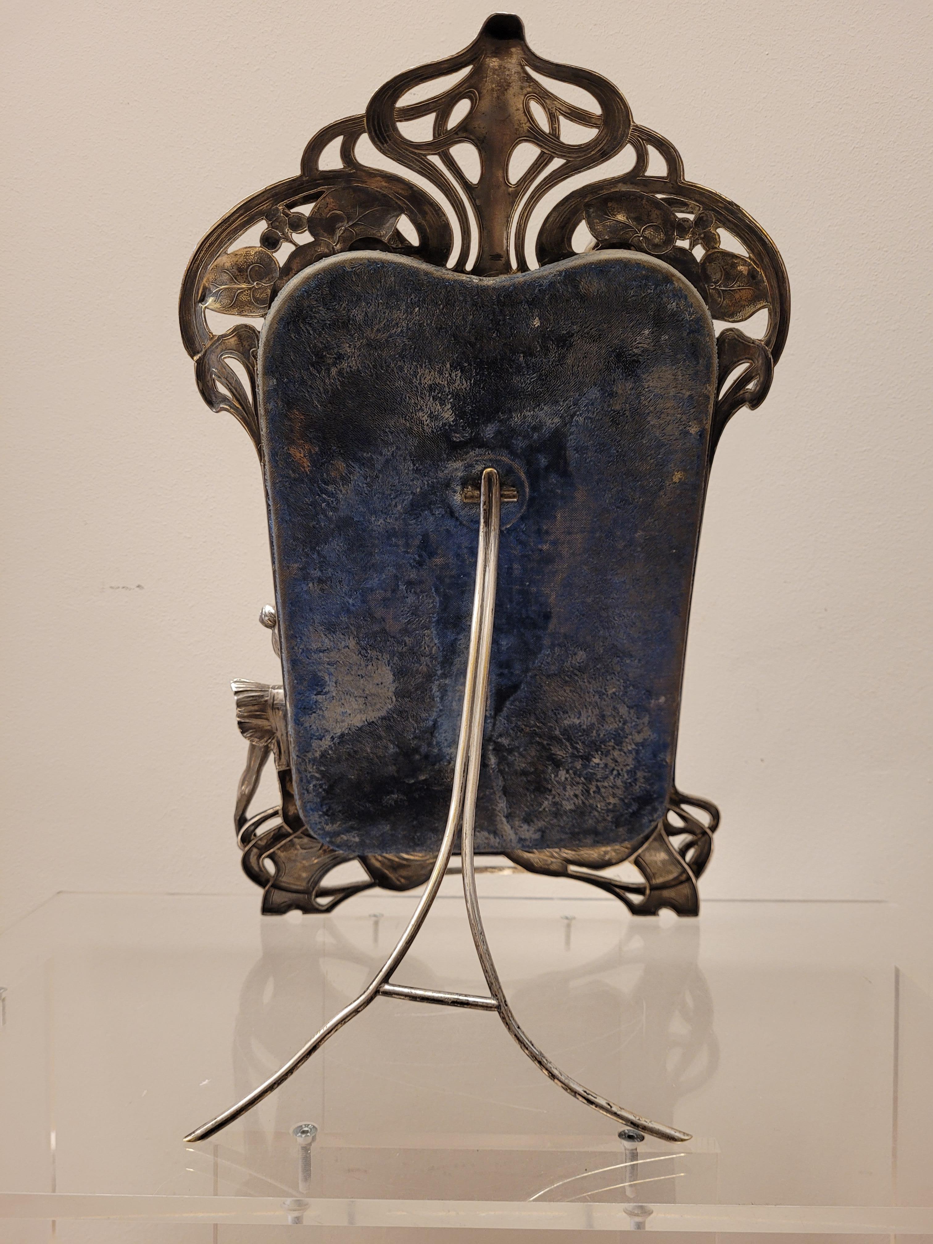 Silver Vanity Mirror Art Nouveau, Silver Table Mirror 5