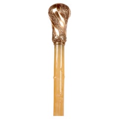 Silver vermeil handle walking stick with ram’s horn barrel, France 1838.