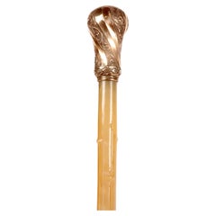 Antique Silver vermeil handle walking stick with ram’s horn barrel, France 1838.