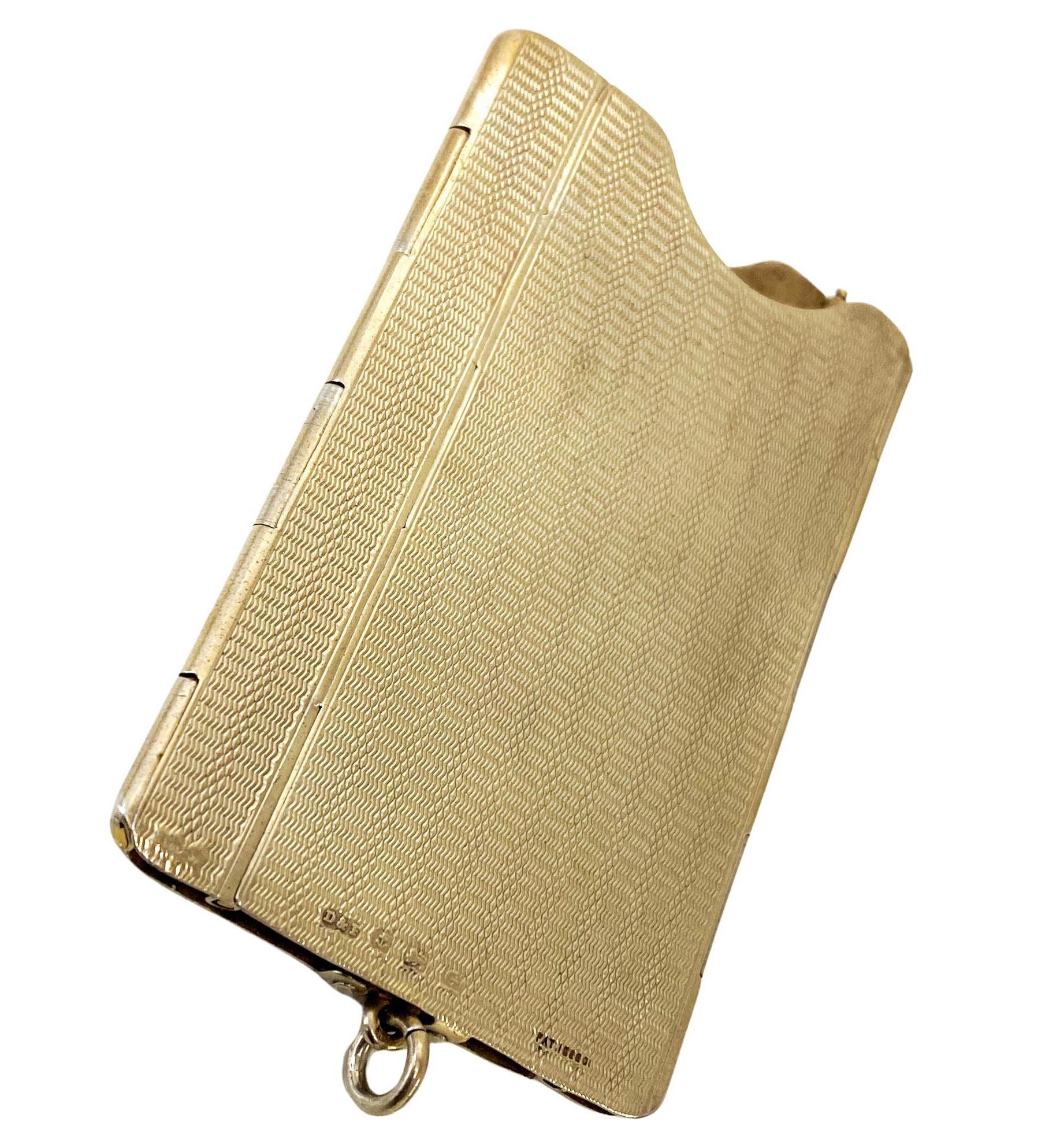 Art déco Boîte d'allumettes en argent Vermeil petit porte-cartes ou pince à billets Deakin Francis 1931 en vente