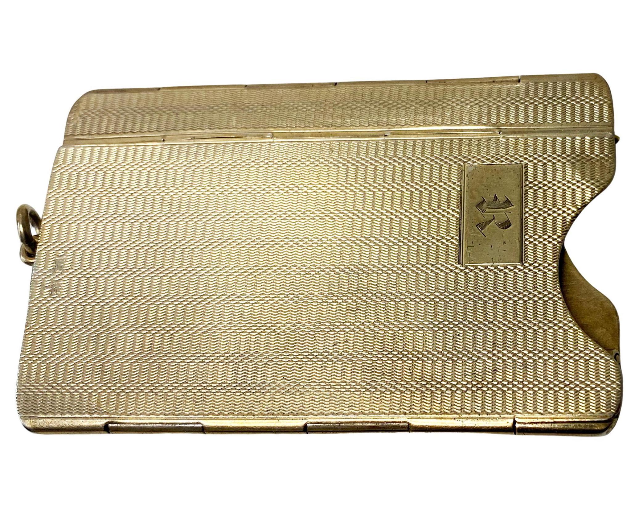 Boîte d'allumettes en argent Vermeil petit porte-cartes ou pince à billets Deakin Francis 1931 Unisexe en vente