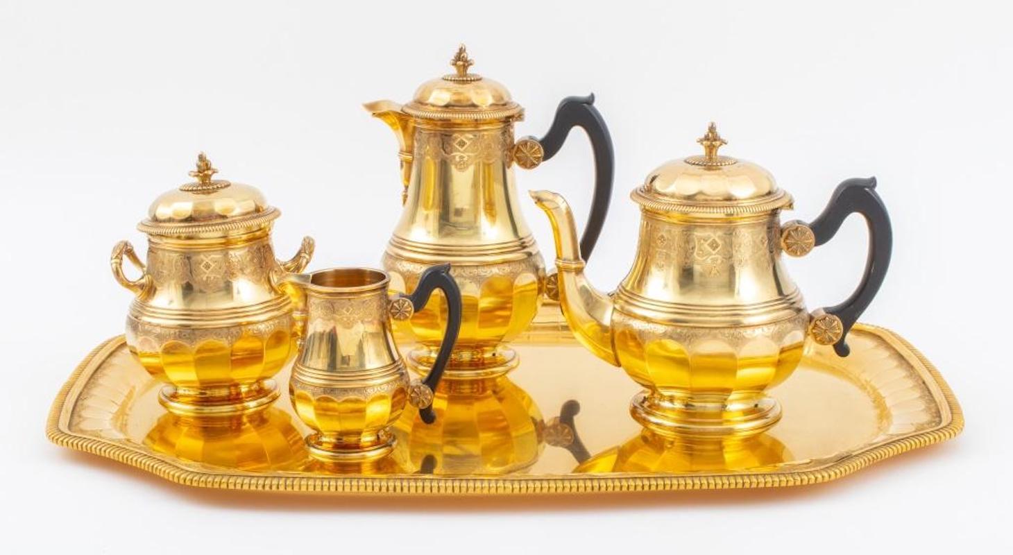 Silver Vermeil Tea / Coffee Regency Style by Boin Taburet Paris For Sale 9