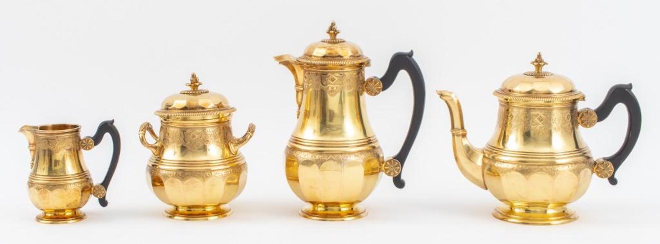 Silver Vermeil Tea / Coffee Regency Style by Boin Taburet Paris In Good Condition For Sale In Tarry Town, NY