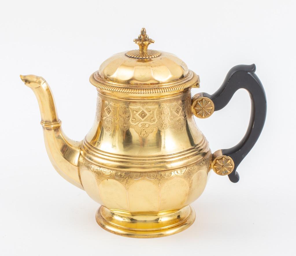 Silver Vermeil Tea / Coffee Regency Style by Boin Taburet Paris For Sale 2