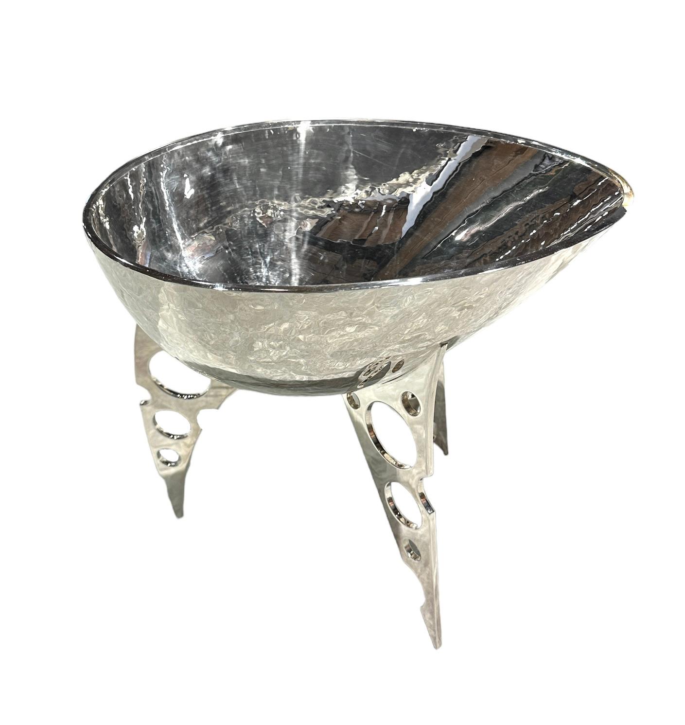 Polished Silver Vessel, Fruit Bowl Sculptural Object by Raju Peddada - 