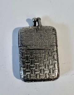 Silver Victorian Edward J. Hauck Basket Weave Pill Box Stamp Holder