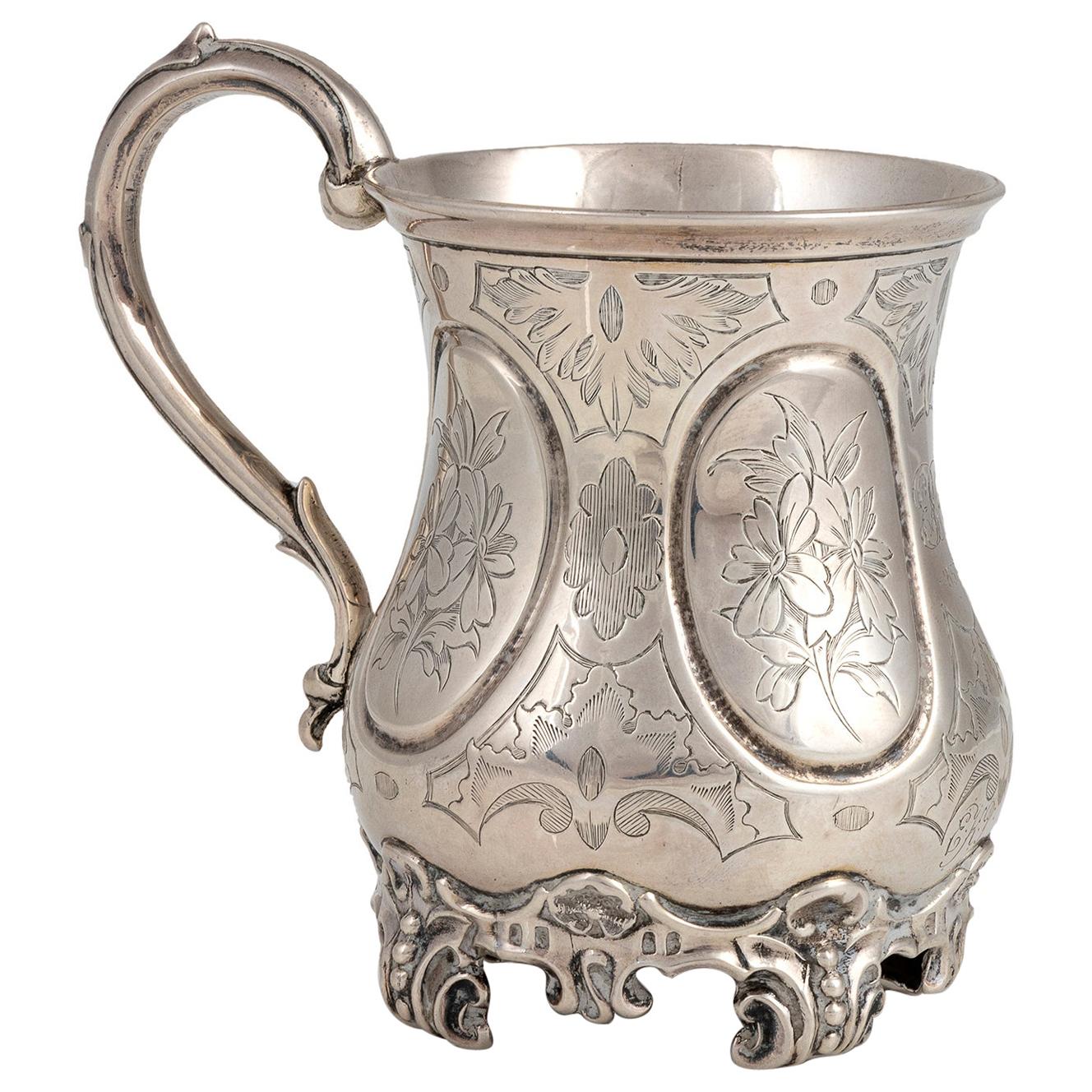 Silver Victorian Mug by George J. R. and E. C. Brown, England, Mid-19th Century