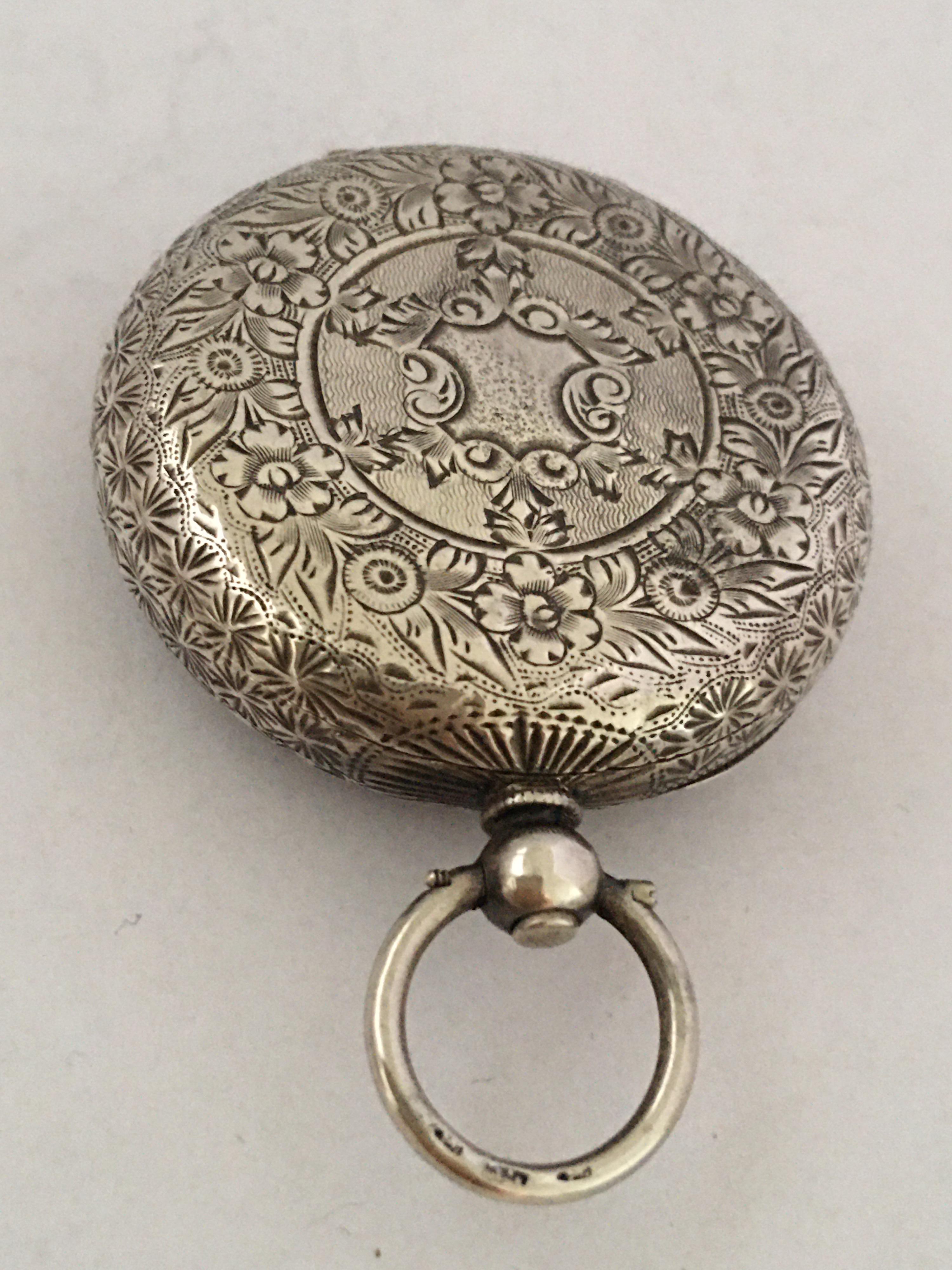 Silver Victorian Period Key-Wind Ladies Pocket Watch 7