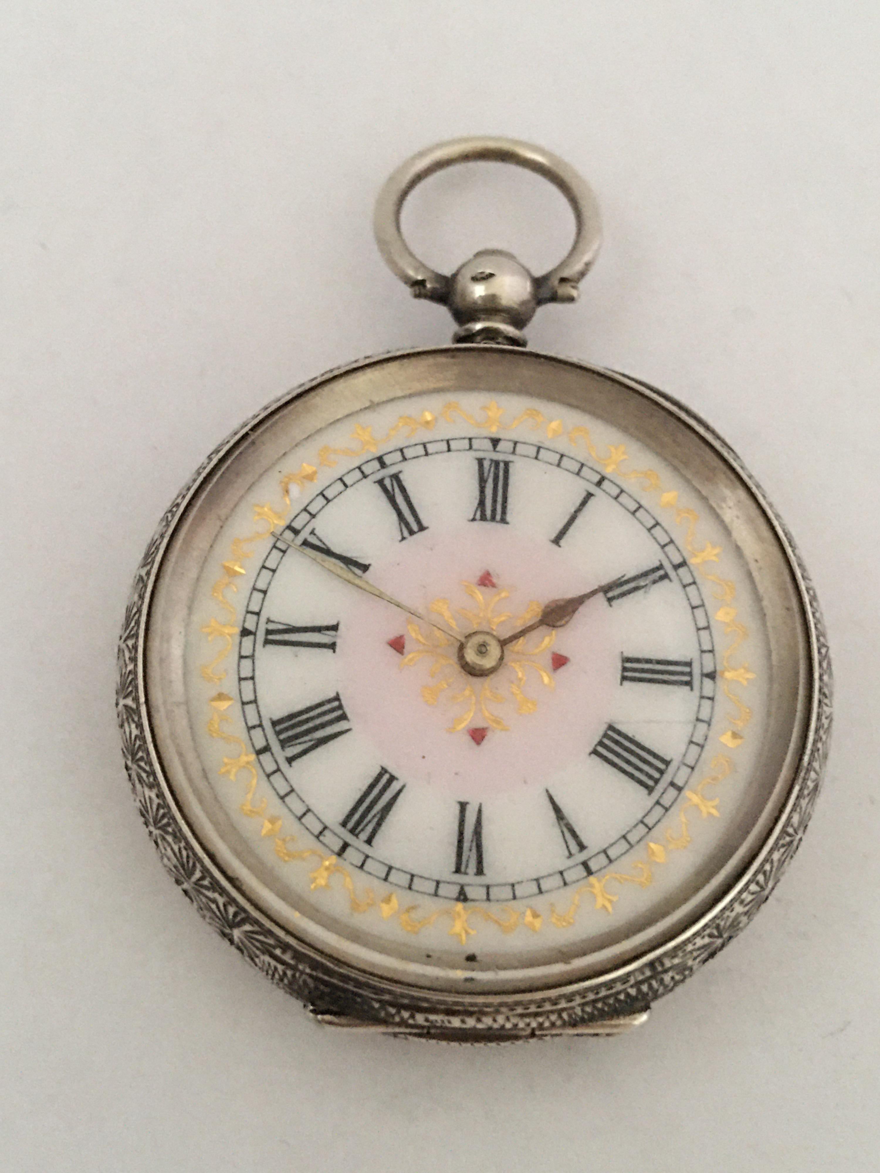 Silver Victorian Period Key-Wind Ladies Pocket Watch 8