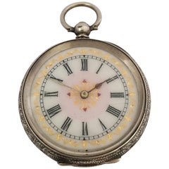 Antique Silver Victorian Period Key-Wind Ladies Pocket Watch