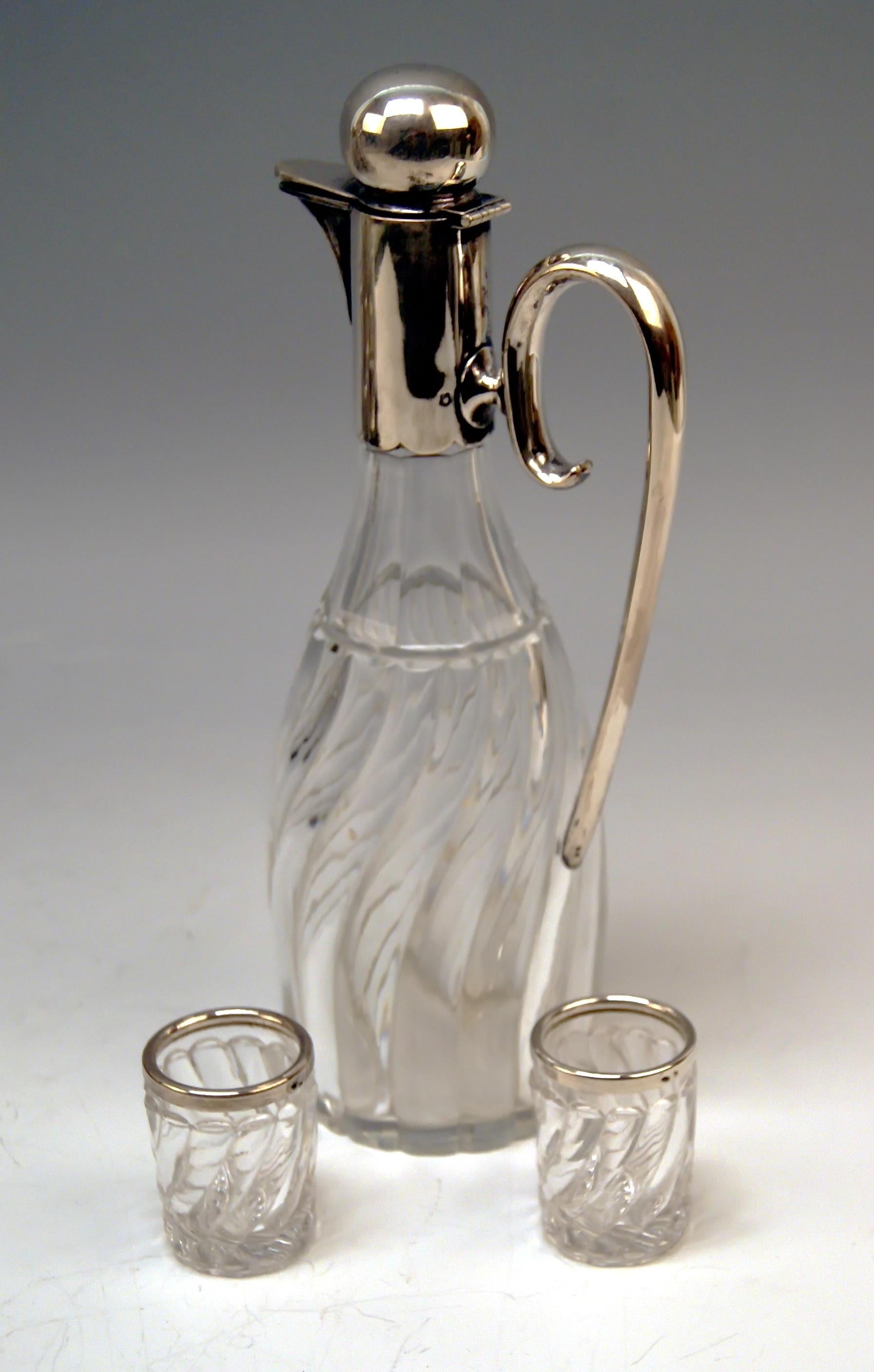 Silver Vienna Liqueur Set Decanters Glasses Sixteen Pieces Showcase Made 1905 For Sale 3