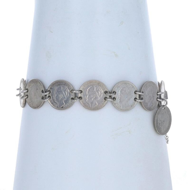 Silber Vintage Authentisches niederländisches Münzarmband 8
