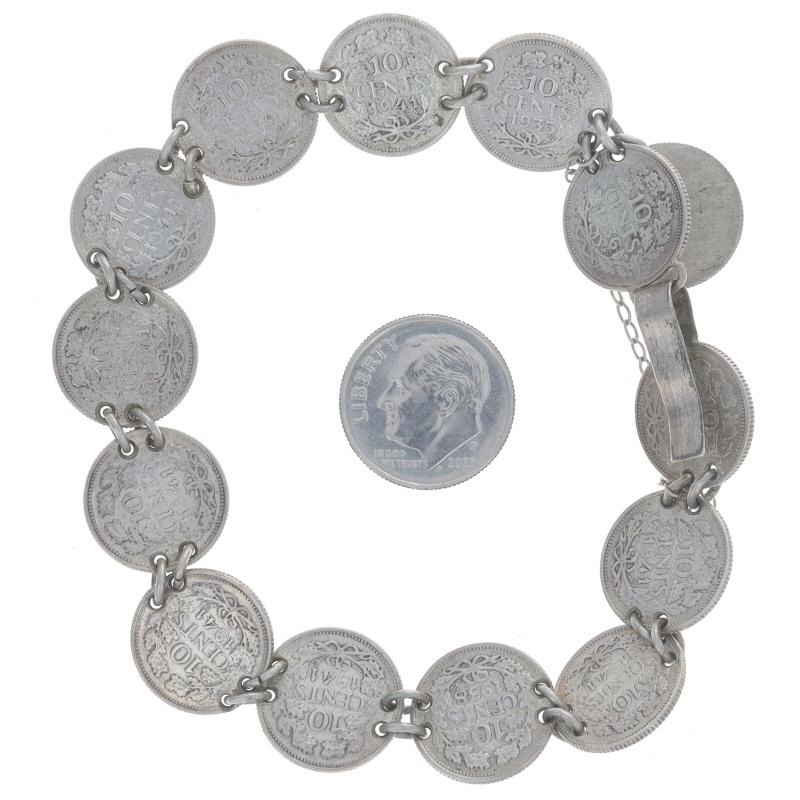 Silber Vintage Authentisches niederländisches Münzarmband 8
