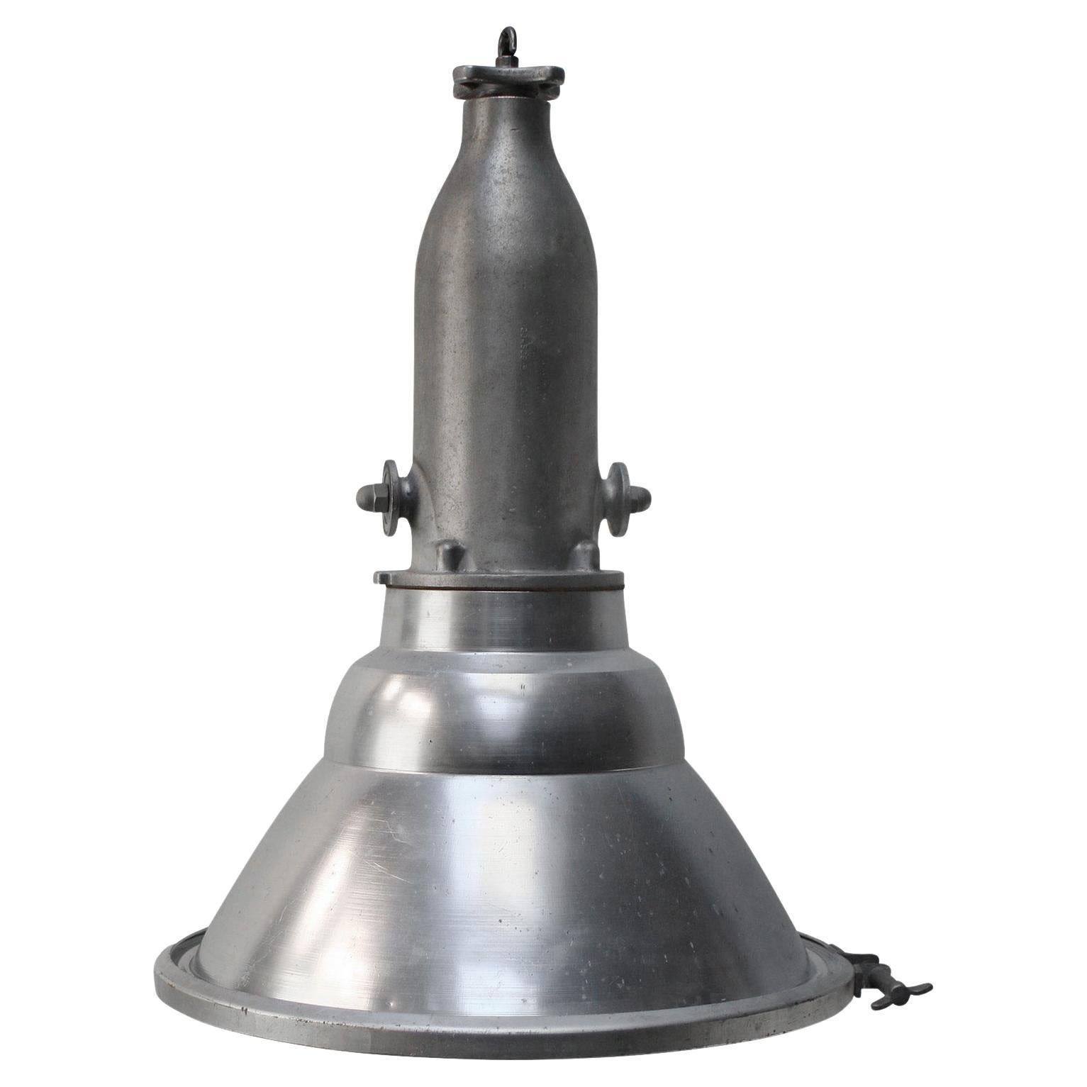 Lampada a sospensione industriale d'argento vintage in vetro trasparente di DAB, Belgio
