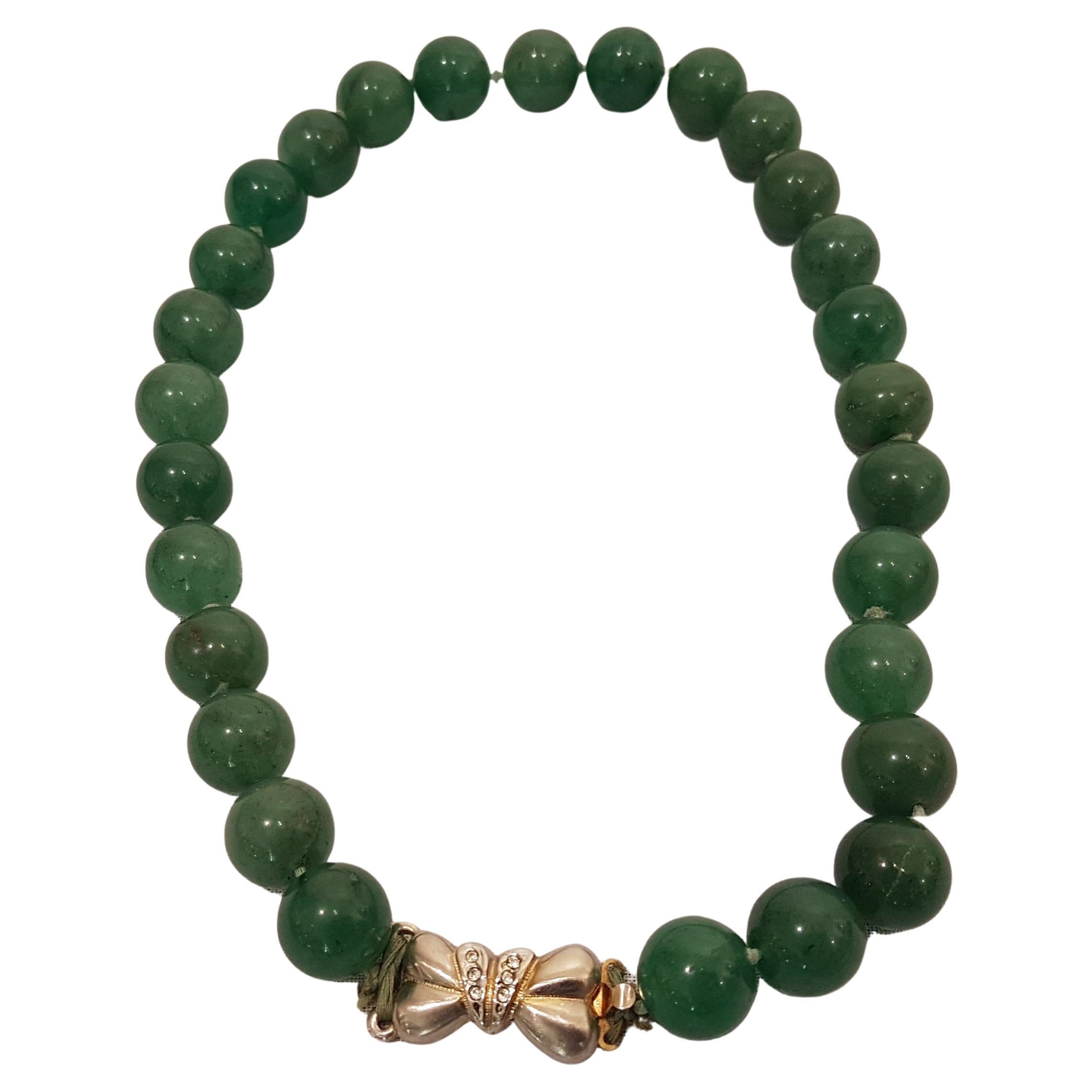 Silver, Vintage Jade Spheres Necklace