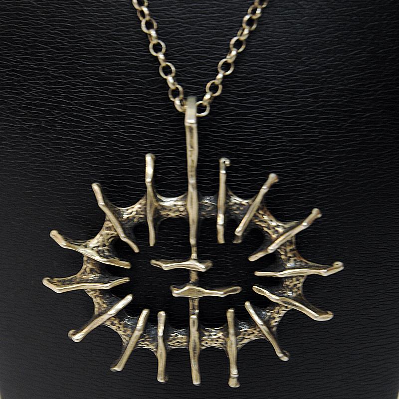 Late 20th Century Silver Vintage Pendant ‘Abstract Sun’ by Studio Else & Paul, Norway, 1970s