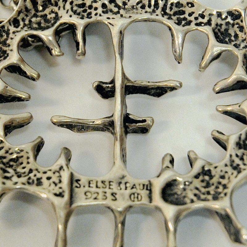Silver Vintage Pendant ‘Abstract Sun’ by Studio Else & Paul, Norway, 1970s 1