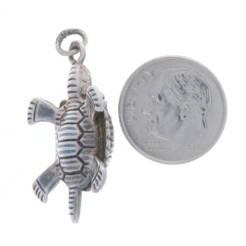 Women's or Men's Silver Vintage Turtle Charm - 800 Reptile For Sale