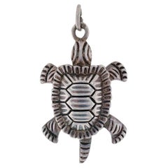 Silver Vintage Turtle Charm - 800 Reptile